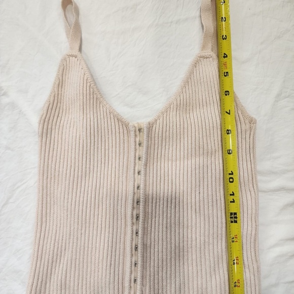 Zara Cream Ribbed Knit Top with Buttons - Picture 3 of 8